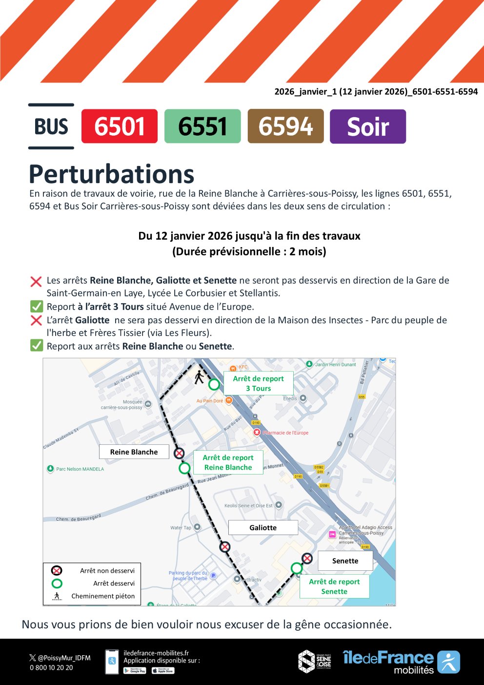 20260112 Perturbations lignes 6501 6551 6594 SOIR