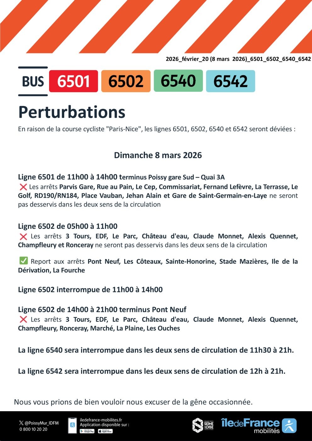 Perturbations bus 6501